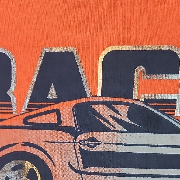 Orange Race Car Graphic Short Sleeve Tee for Kids - Picture 4 of 4